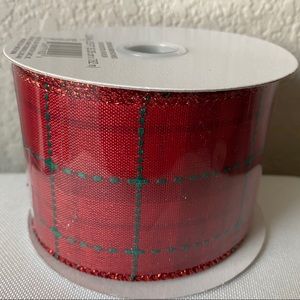 Darice Red Green Square New Christmas Wired Ribbon